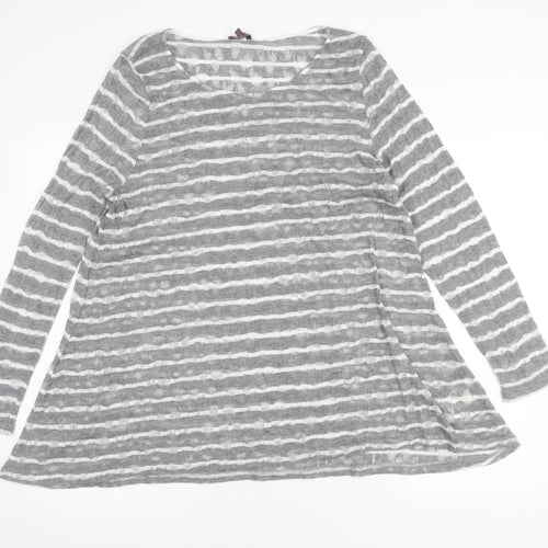 Phase Eight Women’s Grey Striped Tunic Top Size 18 Long Sleeve
