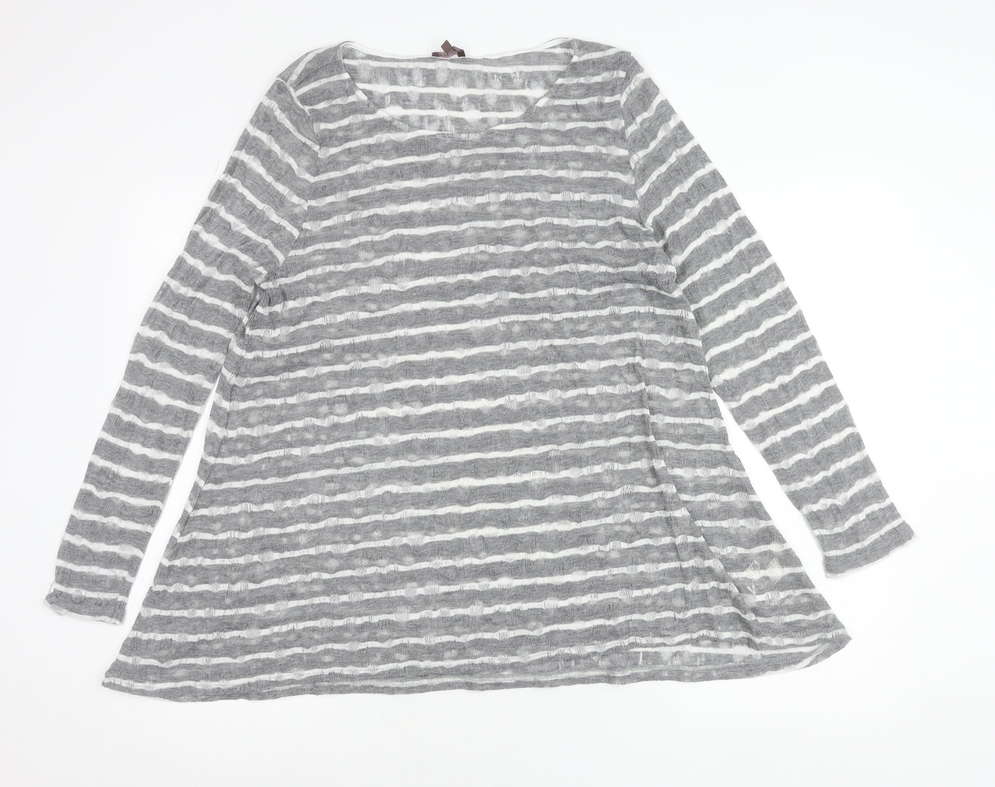 Phase Eight Women’s Grey Striped Tunic Top Size 18 Long Sleeve