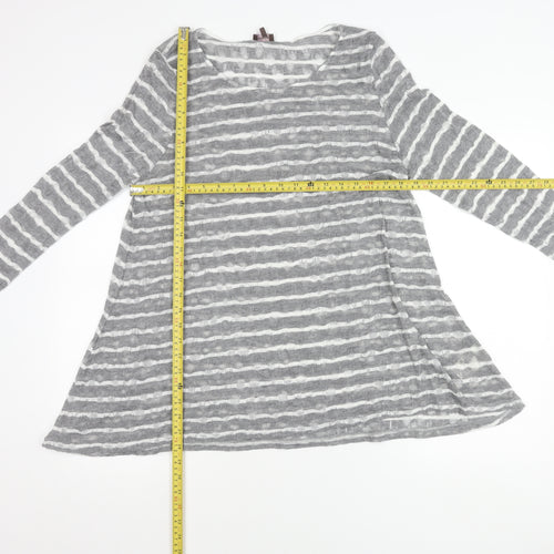 Phase Eight Women’s Grey Striped Tunic Top Size 18 Long Sleeve