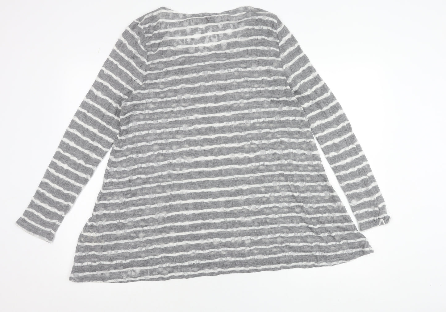 Phase Eight Women’s Grey Striped Tunic Top Size 18 Long Sleeve
