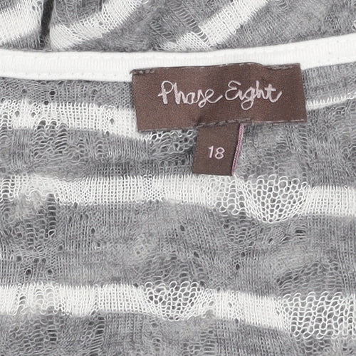 Phase Eight Women’s Grey Striped Tunic Top Size 18 Long Sleeve