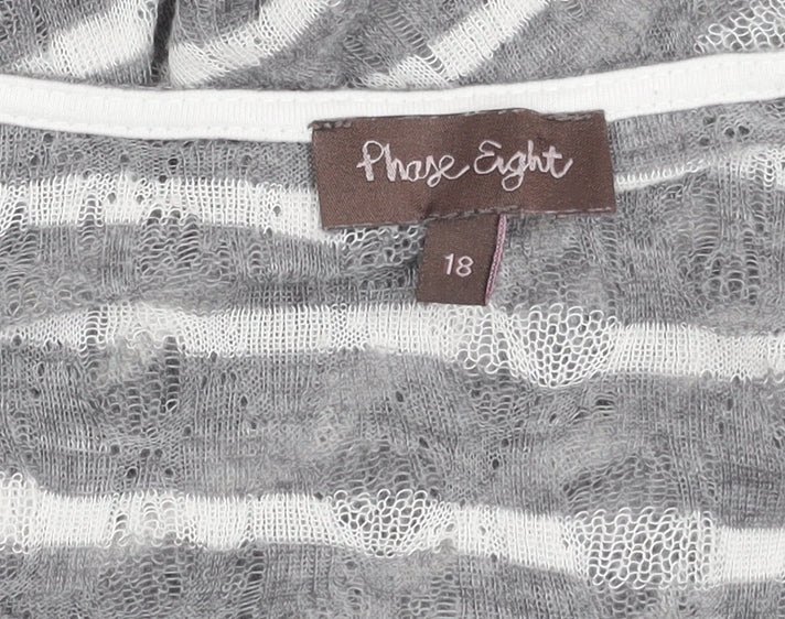 Phase Eight Women’s Grey Striped Tunic Top Size 18 Long Sleeve