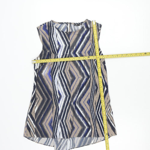 Warehouse Womens Multicoloured Geometric Sleeveless Blouse UK 12