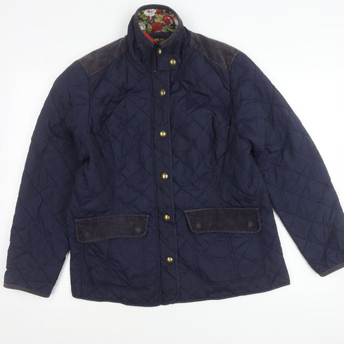 Avenue Women’s Blue Quilted Mid-Length Jacket L Cotton Lined