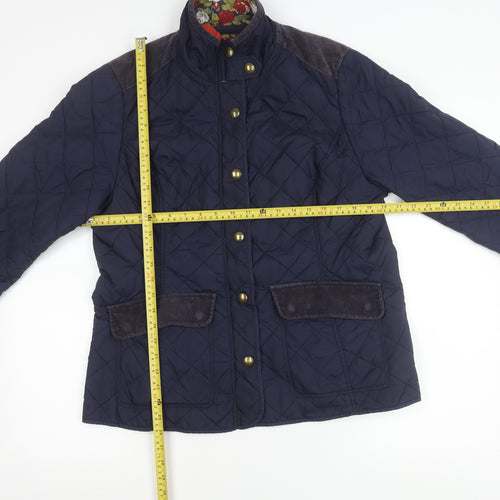 Avenue Women’s Blue Quilted Mid-Length Jacket L Cotton Lined