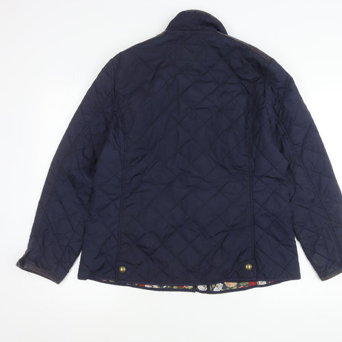 Avenue Women’s Blue Quilted Mid-Length Jacket L Cotton Lined