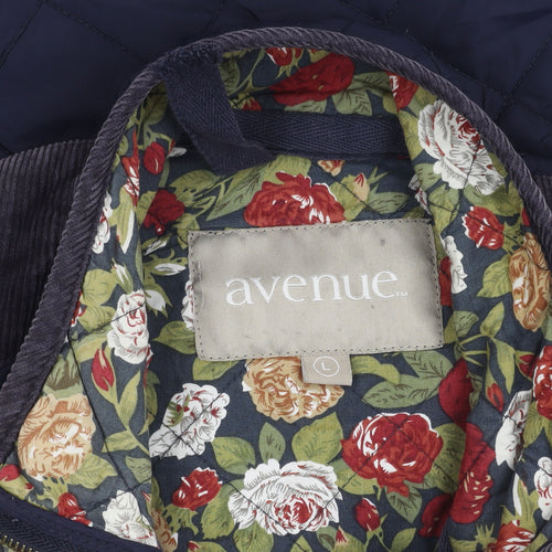Avenue Women’s Blue Quilted Mid-Length Jacket L Cotton Lined