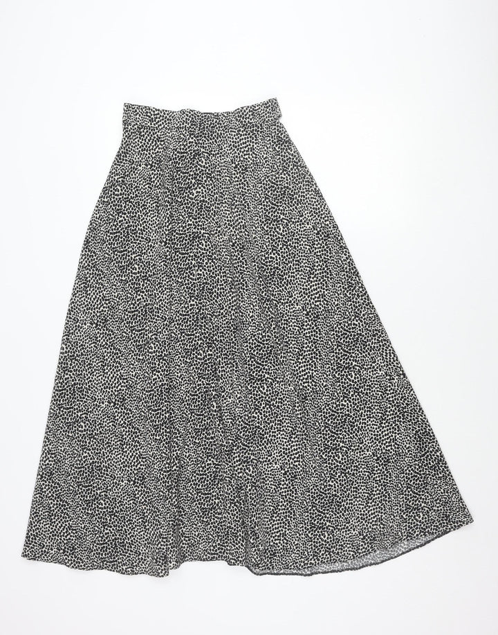 Primark Womens Black Animal Print A-Line Skirt Size 6 Knee Length