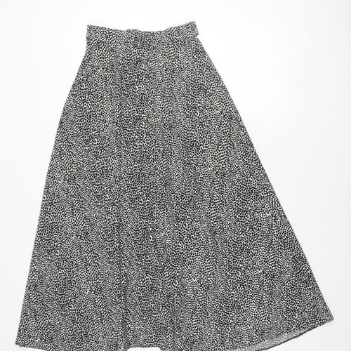 Primark Womens Black Animal Print A-Line Skirt Size 6 Knee Length