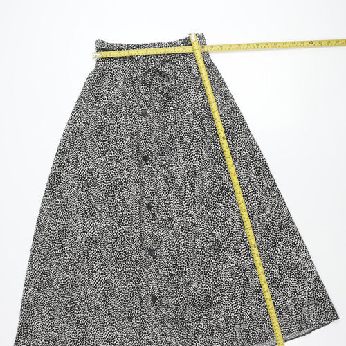 Primark Womens Black Animal Print A-Line Skirt Size 6 Knee Length