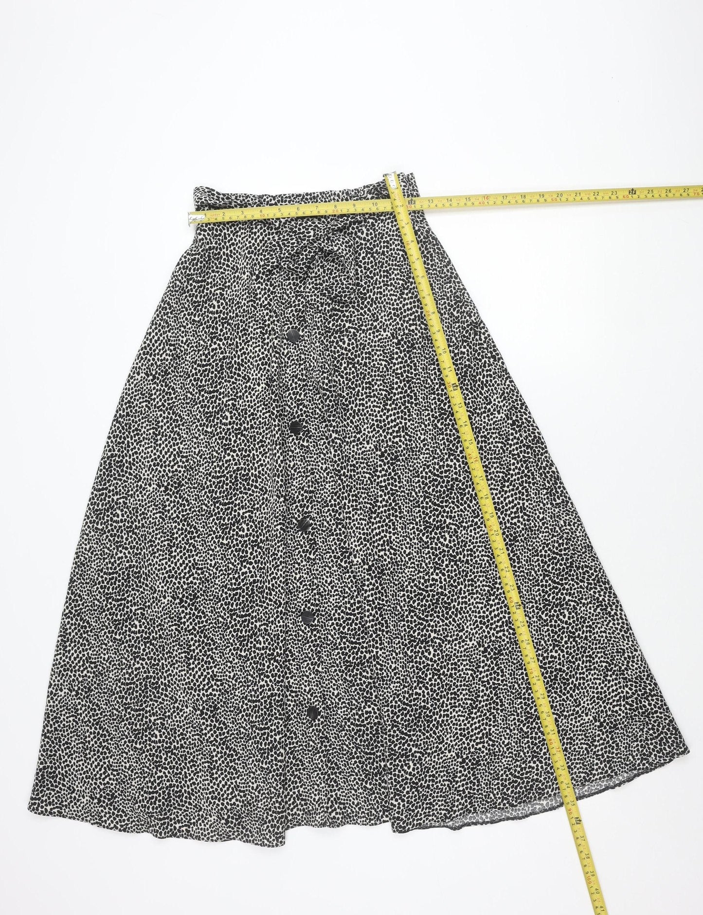 Primark Womens Black Animal Print A-Line Skirt Size 6 Knee Length