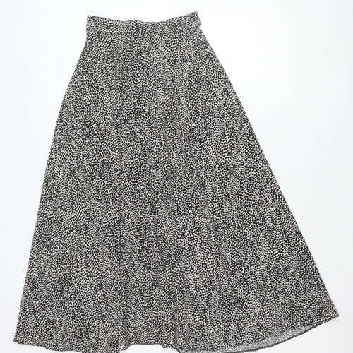 Primark Womens Black Animal Print A-Line Skirt Size 6 Knee Length