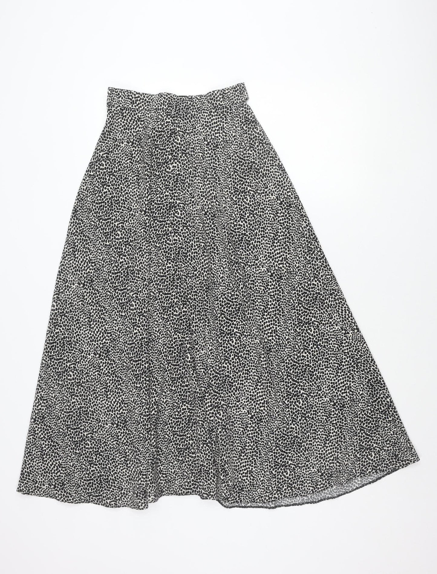 Primark Womens Black Animal Print A-Line Skirt Size 6 Knee Length