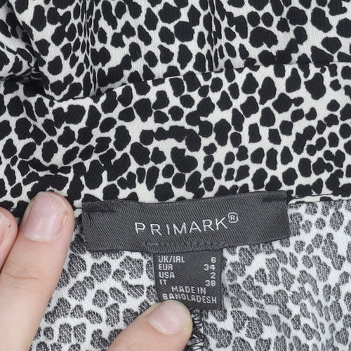 Primark Womens Black Animal Print A-Line Skirt Size 6 Knee Length