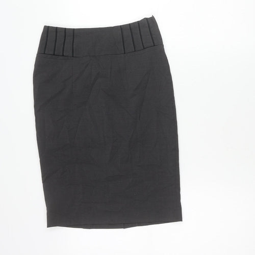 Next Women Black Size 6 Pencil Skirt Workwear Knee Length Pleated