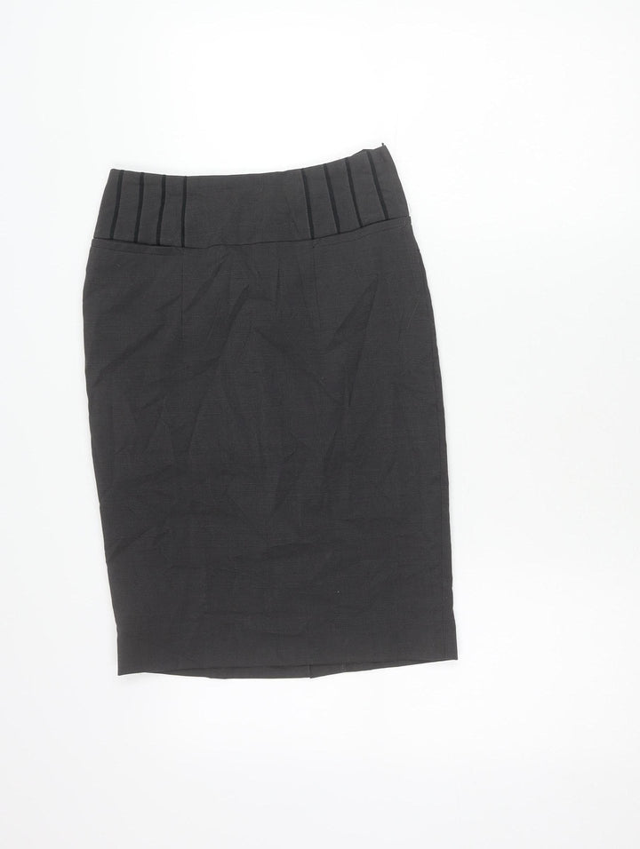 Next Women Black Size 6 Pencil Skirt Workwear Knee Length Pleated