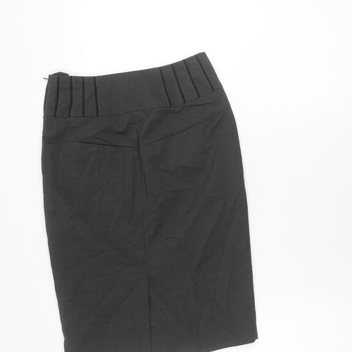 Next Women Black Size 6 Pencil Skirt Workwear Knee Length Pleated