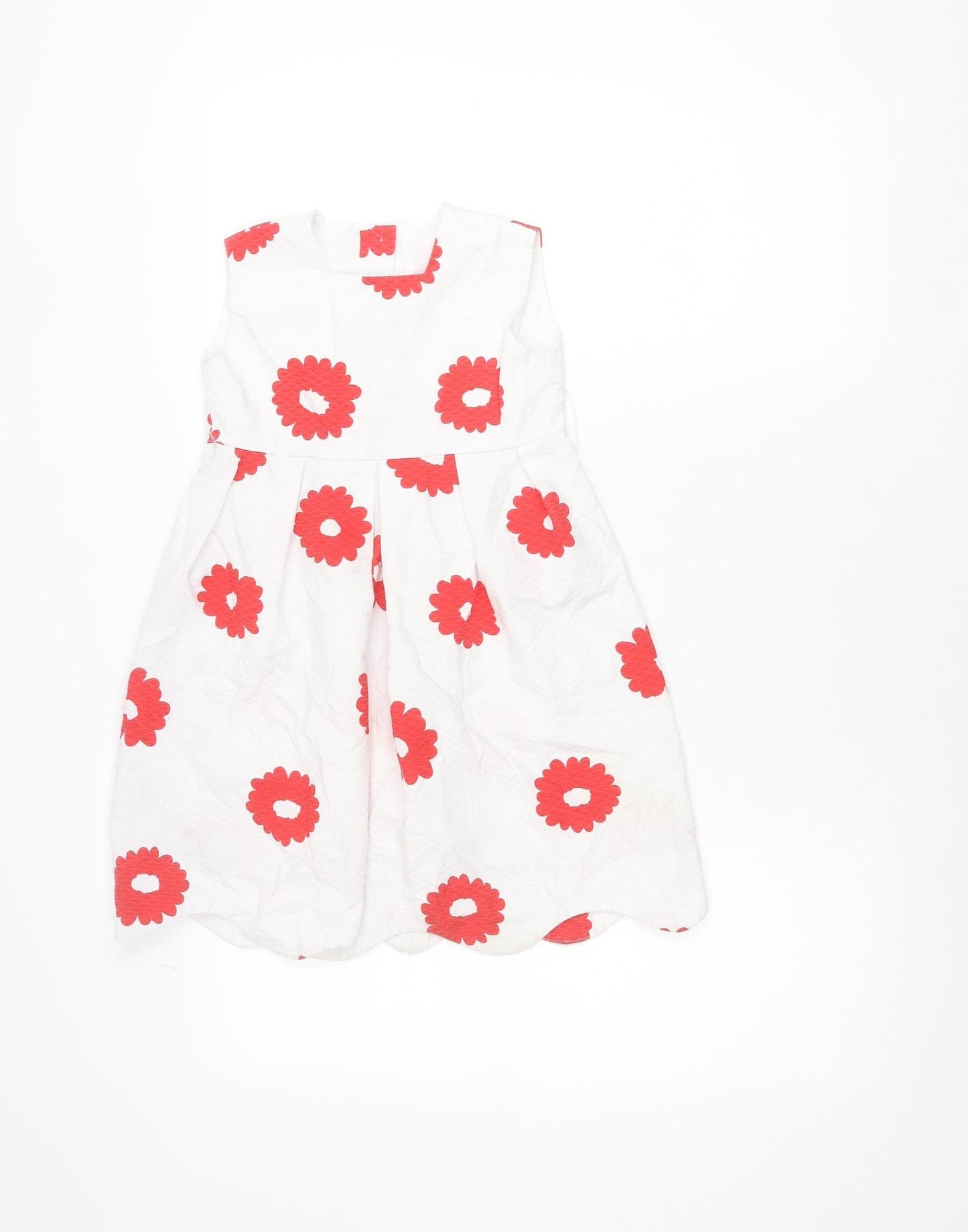 Baby Giro Girls White Red Floral A-Line Sleeveless Dress Size 5 Years