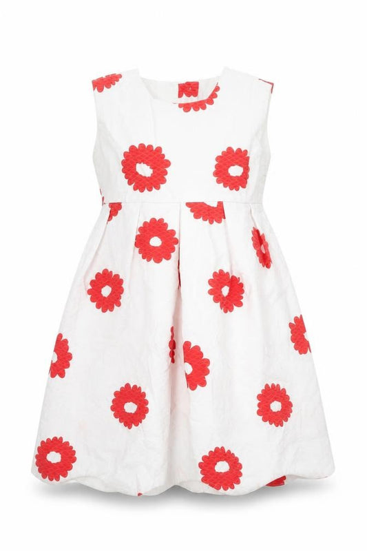 Baby Giro Girls White Red Floral A-Line Sleeveless Dress Size 5 Years