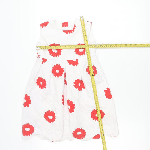 Baby Giro Girls White Red Floral A-Line Sleeveless Dress Size 5 Years