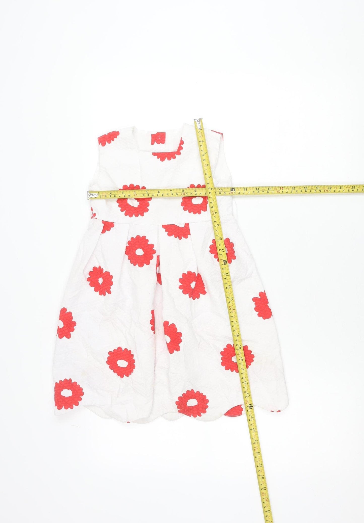 Baby Giro Girls White Red Floral A-Line Sleeveless Dress Size 5 Years