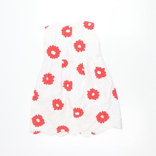 Baby Giro Girls White Red Floral A-Line Sleeveless Dress Size 5 Years