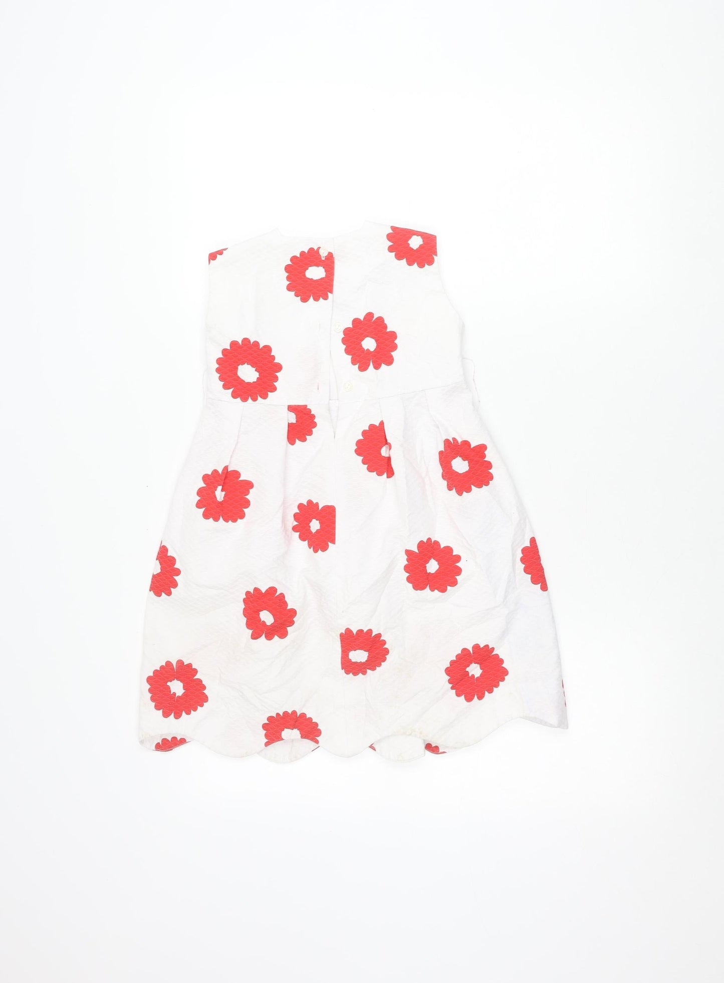 Baby Giro Girls White Red Floral A-Line Sleeveless Dress Size 5 Years
