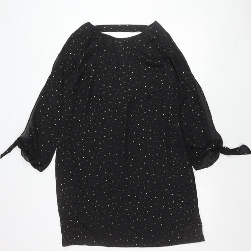 Next Women Black Size 14 Shift Dress Studded Asymmetric Long Sleeve