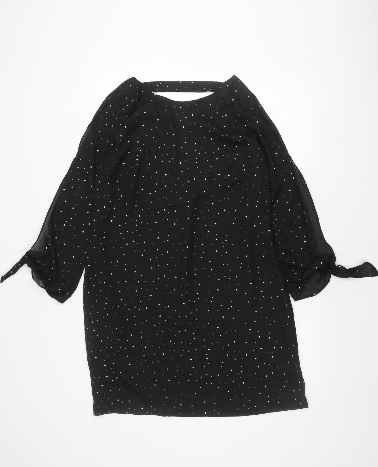 Next Women Black Size 14 Shift Dress Studded Asymmetric Long Sleeve