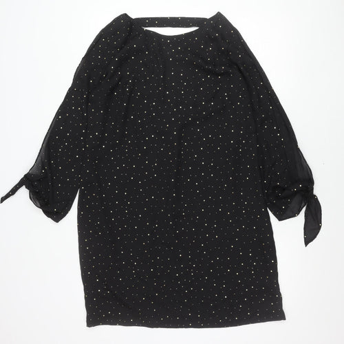 Next Women Black Size 14 Shift Dress Studded Asymmetric Long Sleeve