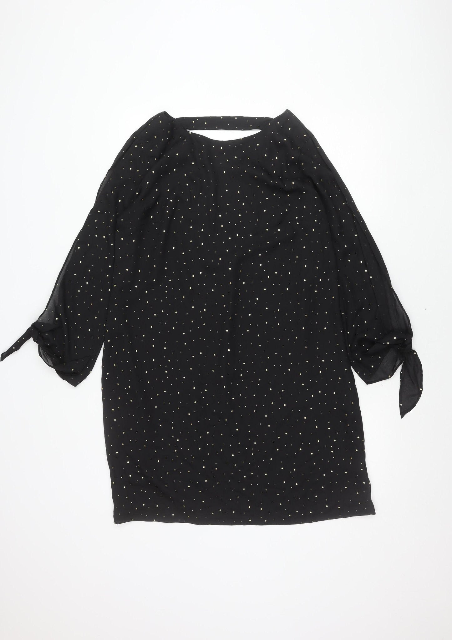 Next Women Black Size 14 Shift Dress Studded Asymmetric Long Sleeve