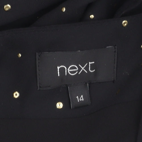 Next Women Black Size 14 Shift Dress Studded Asymmetric Long Sleeve