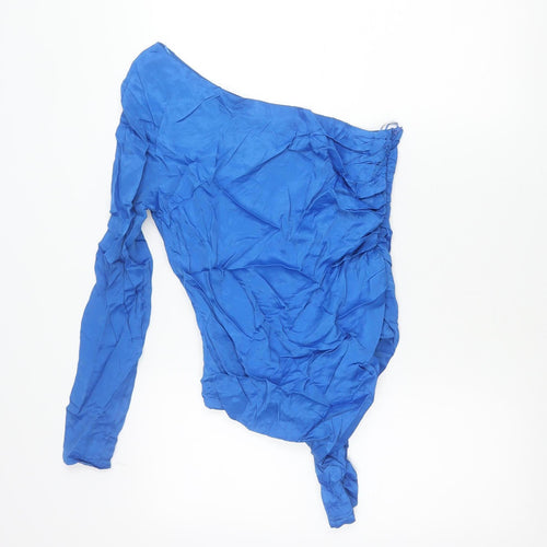 Zara Women’s Blue One Shoulder Wrap Blouse Size L Polyester