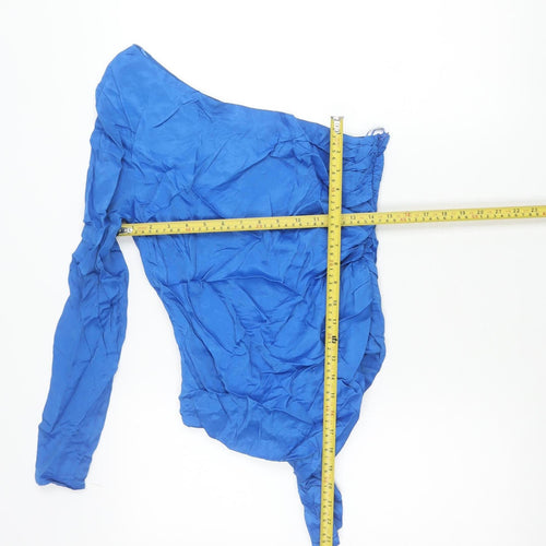 Zara Women’s Blue One Shoulder Wrap Blouse Size L Polyester
