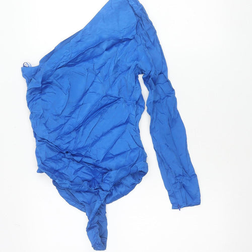 Zara Women’s Blue One Shoulder Wrap Blouse Size L Polyester