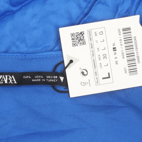 Zara Women’s Blue One Shoulder Wrap Blouse Size L Polyester