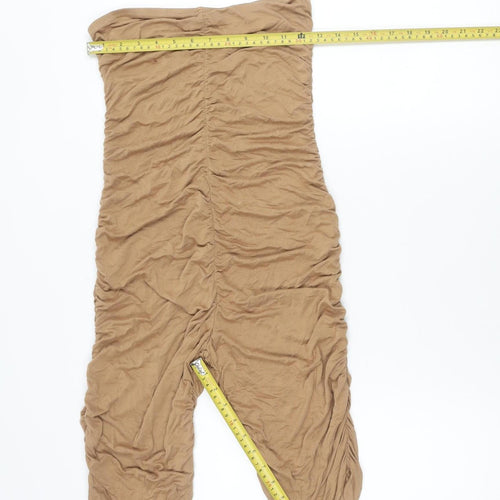 PrettyLittleThing Women’s Brown Strapless Jersey Jumpsuit Size 8