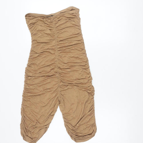 PrettyLittleThing Women’s Brown Strapless Jersey Jumpsuit Size 8