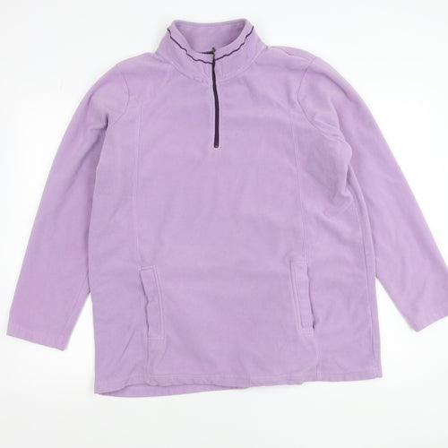 BM-Essentials Womens Purple Fleece Sweatshirt Size L 1/4 Zip Pullover