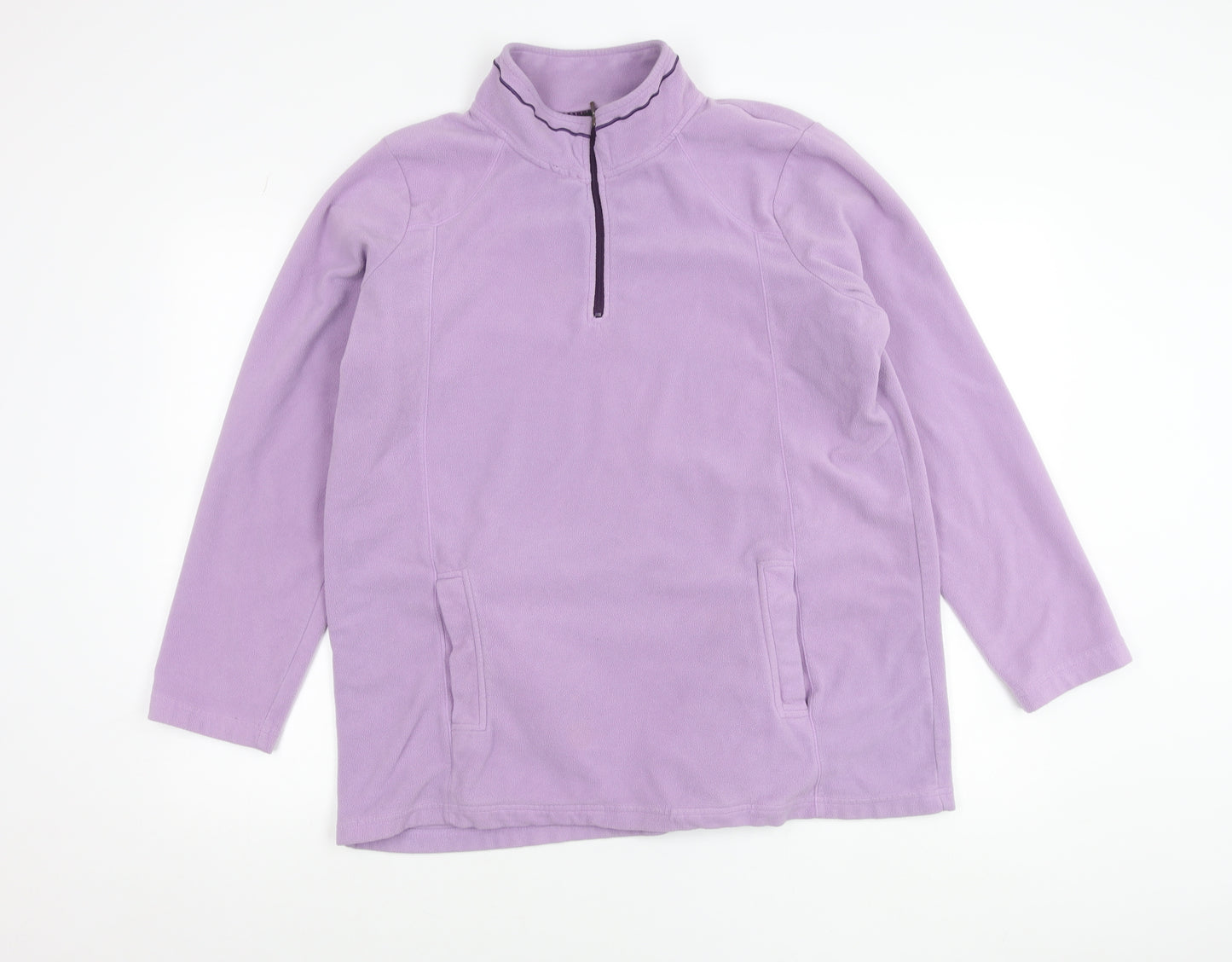 BM-Essentials Womens Purple Fleece Sweatshirt Size L 1/4 Zip Pullover