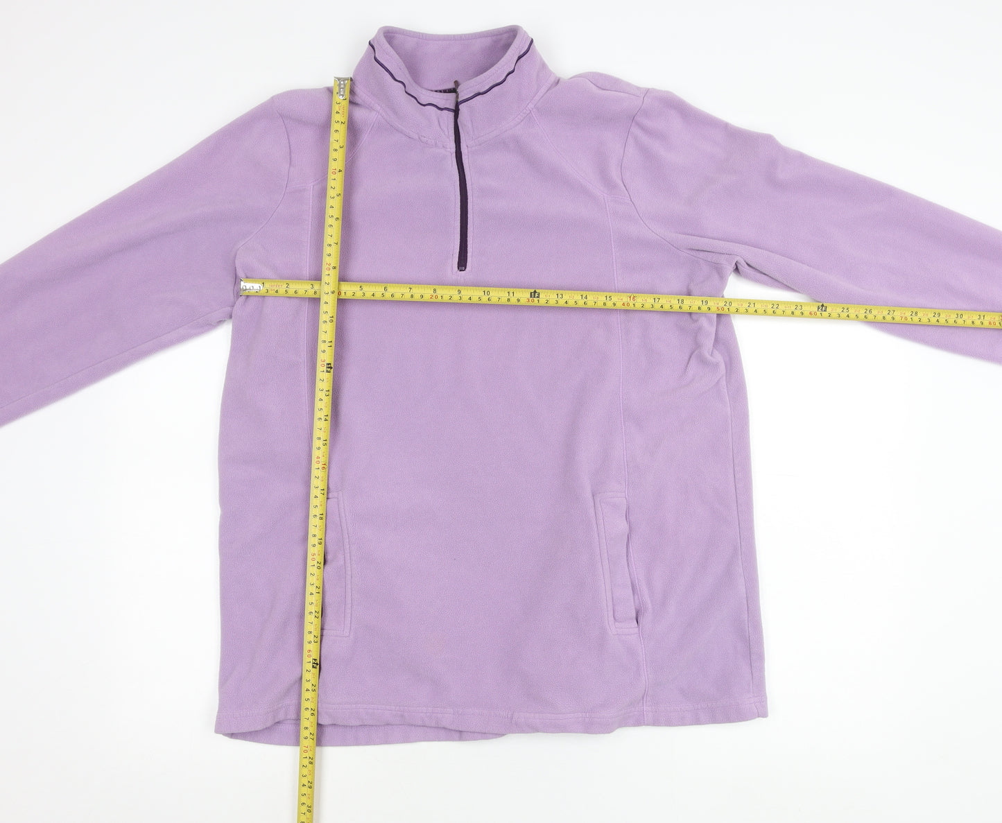 BM-Essentials Womens Purple Fleece Sweatshirt Size L 1/4 Zip Pullover