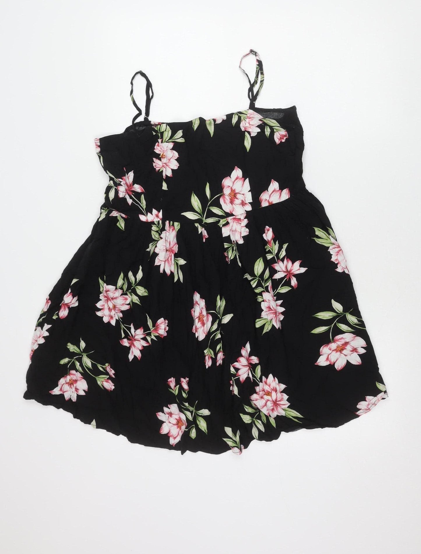 Apricot Women’s Black Floral Viscose Slip Dress Size 12