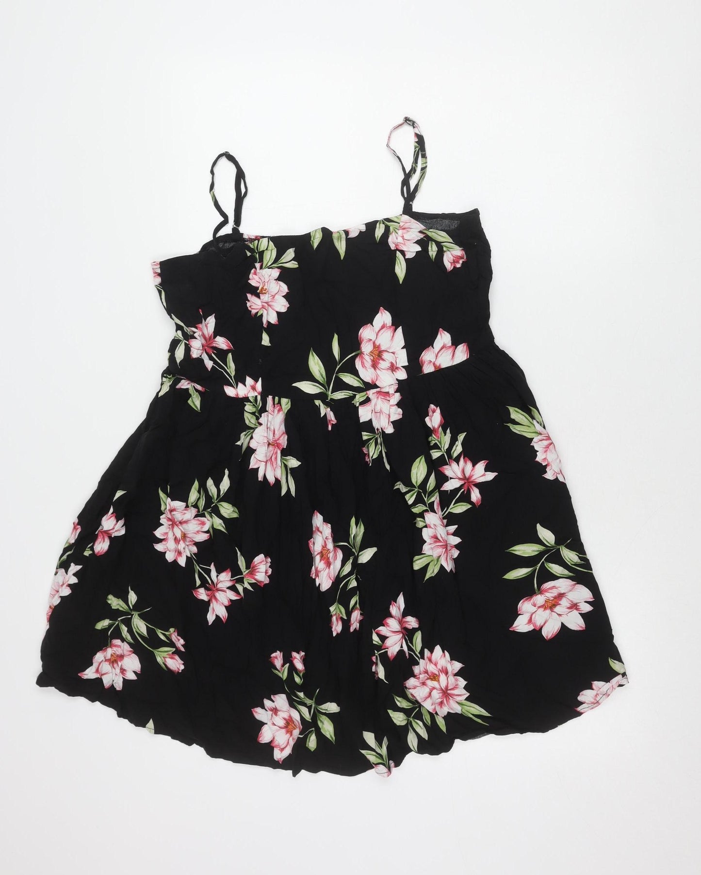 Apricot Women’s Black Floral Viscose Slip Dress Size 12