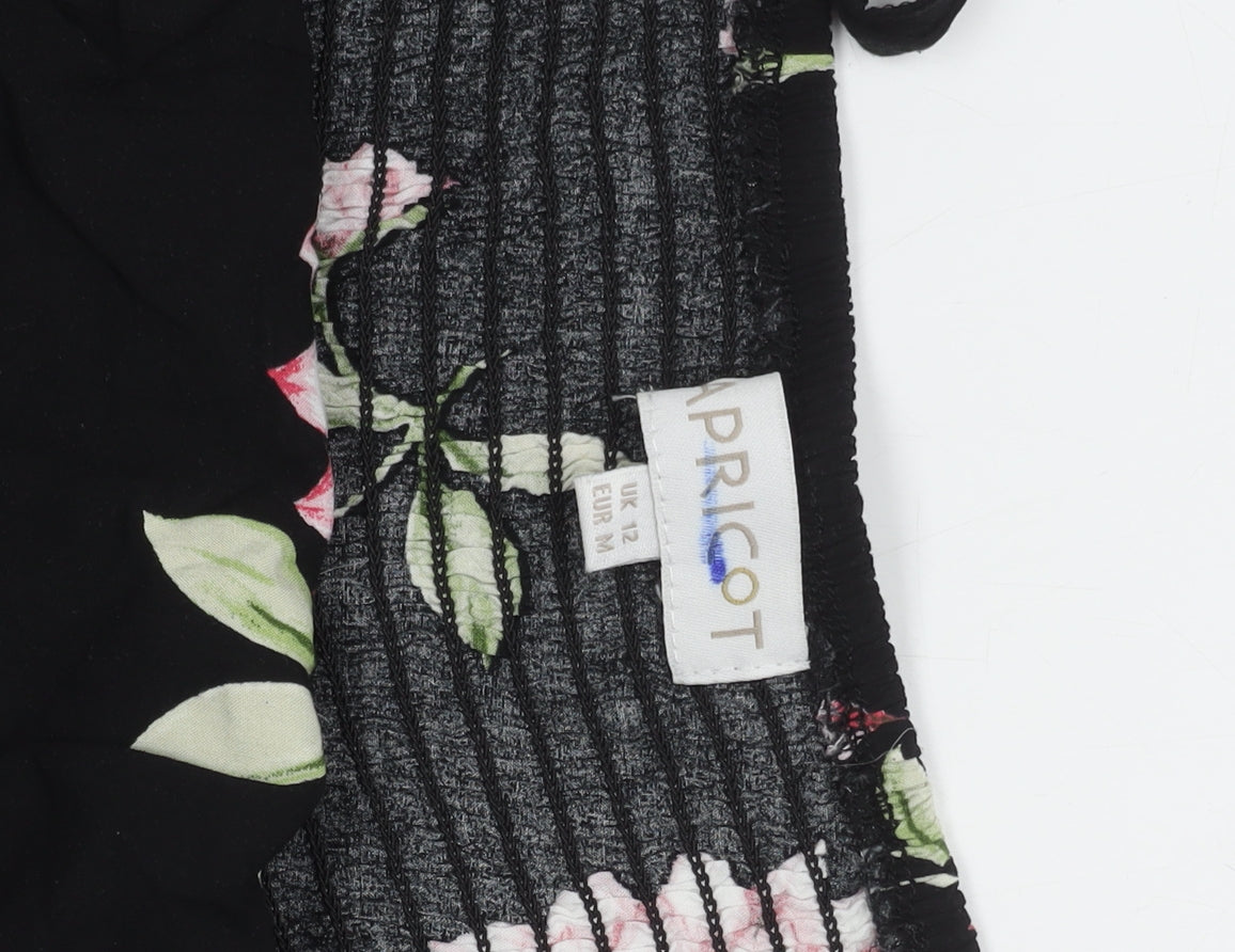 Apricot Women’s Black Floral Viscose Slip Dress Size 12