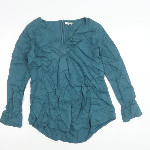 Mudd & Water Womens Blue Lyocell Blouse Tunic Size 8 V-Neck Long Sleeve