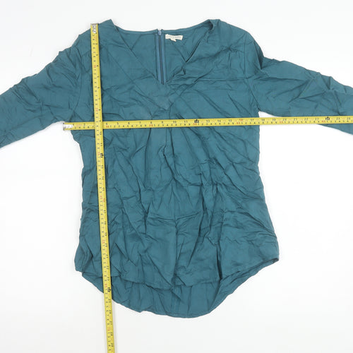 Mudd & Water Womens Blue Lyocell Blouse Tunic Size 8 V-Neck Long Sleeve