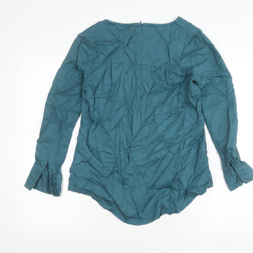 Mudd & Water Womens Blue Lyocell Blouse Tunic Size 8 V-Neck Long Sleeve