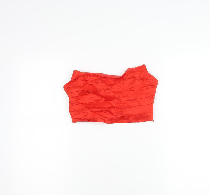 Zara Women Red Satin Camisole Top S Sweetheart Neck Spaghetti Strap