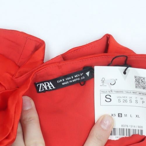 Zara Women Red Satin Camisole Top S Sweetheart Neck Spaghetti Strap