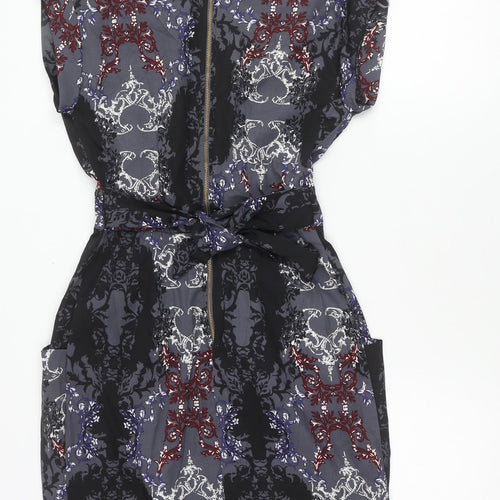 Closet Blu Women’s Black Grey Floral Strapless Bodycon Dress Size 8